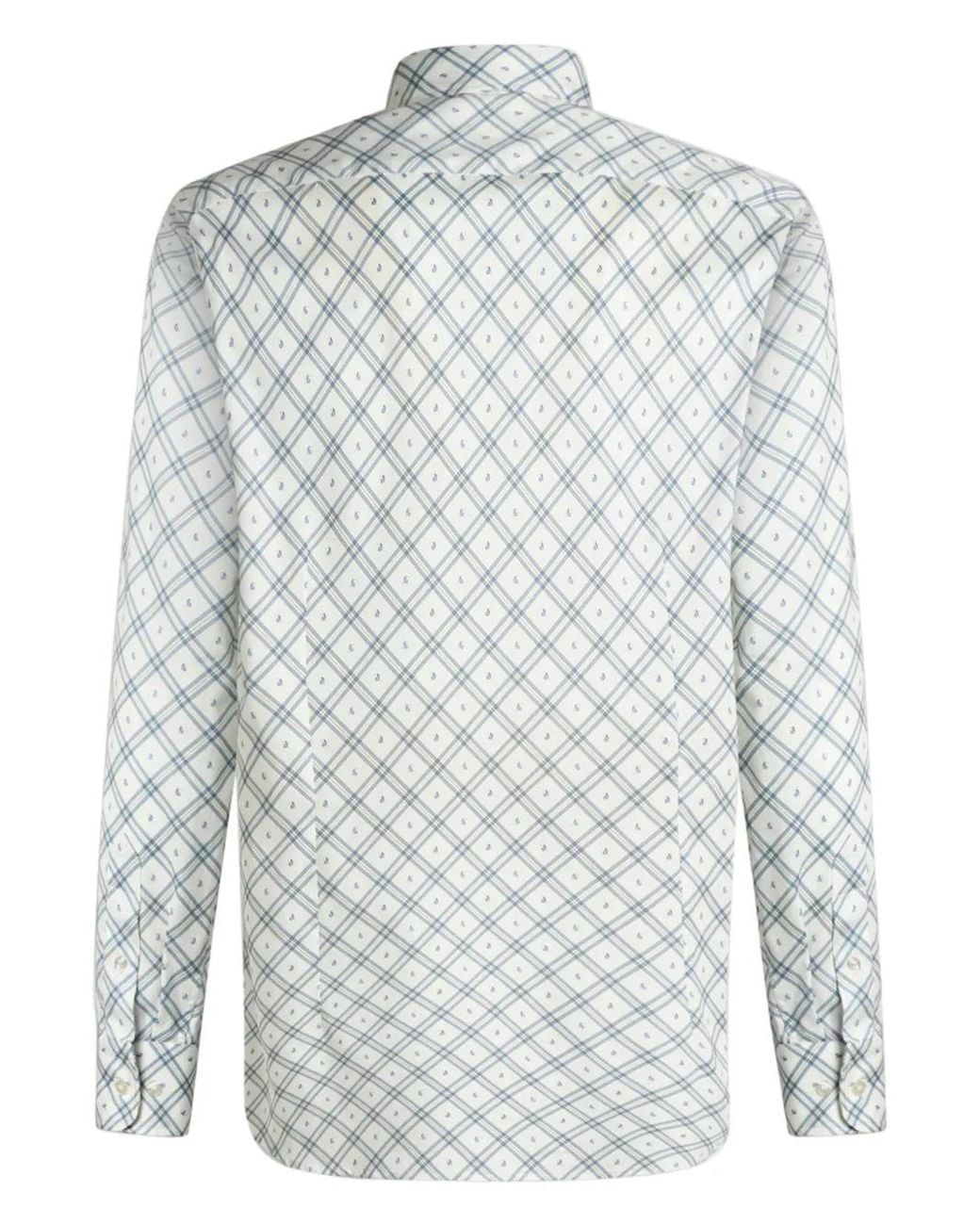 Etro White Micro-Paisley Check Shirt for men