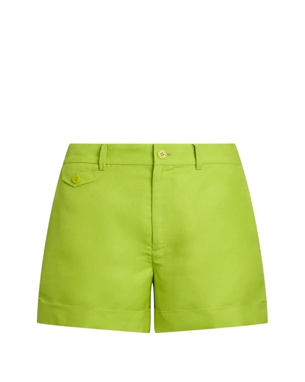 Ralph Lauren Green Pleated Turn-Up Shorts