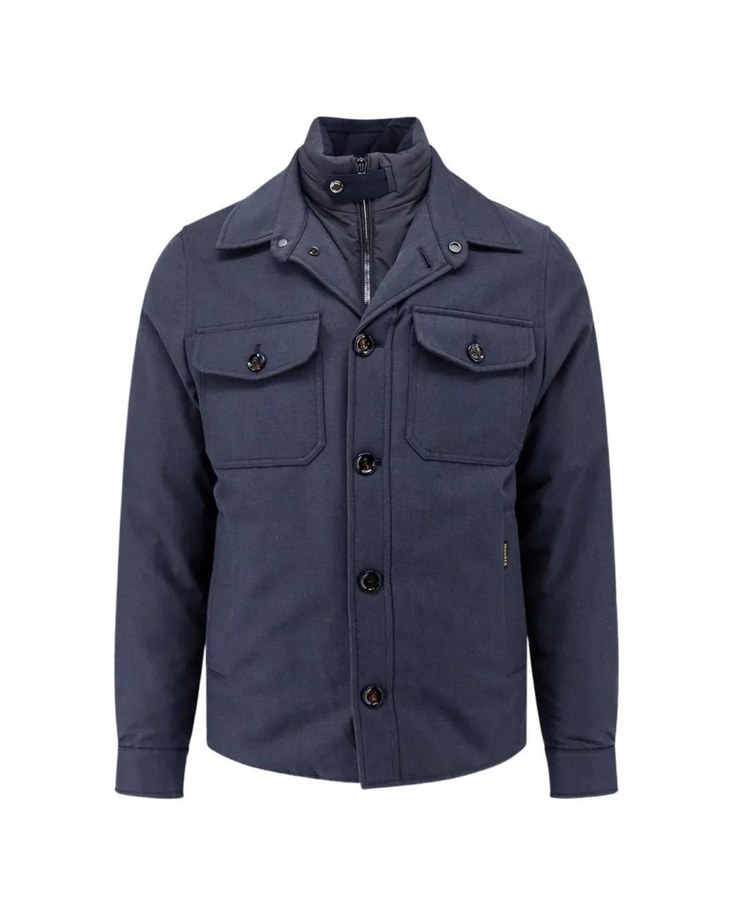 Moorer Blue Button-Up Padded Jacket for men