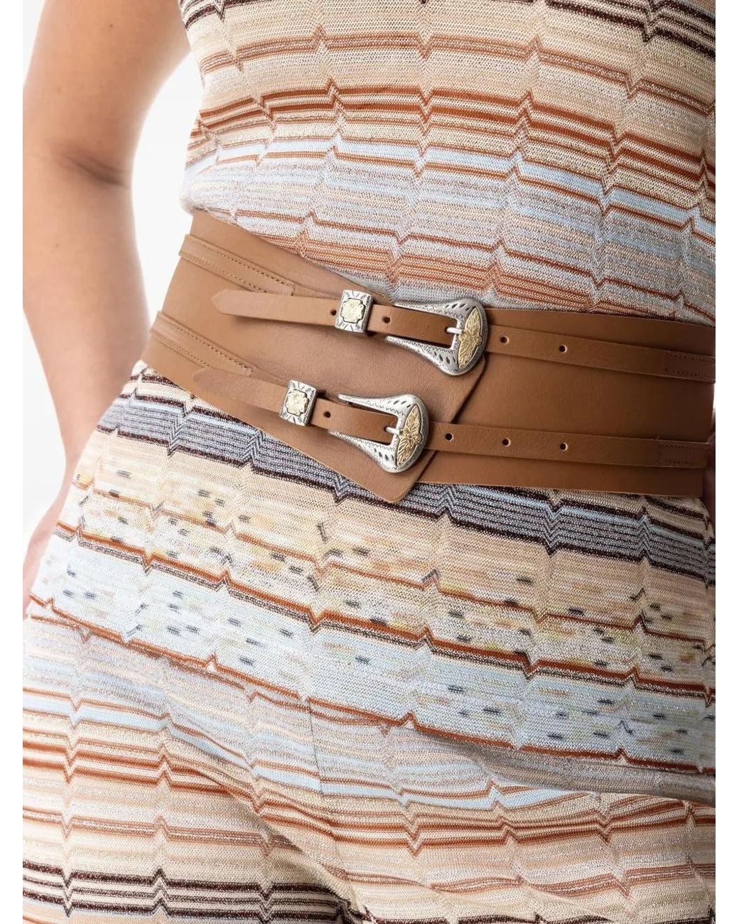 Streets Ahead Brown Double-Buckle Leather Belt