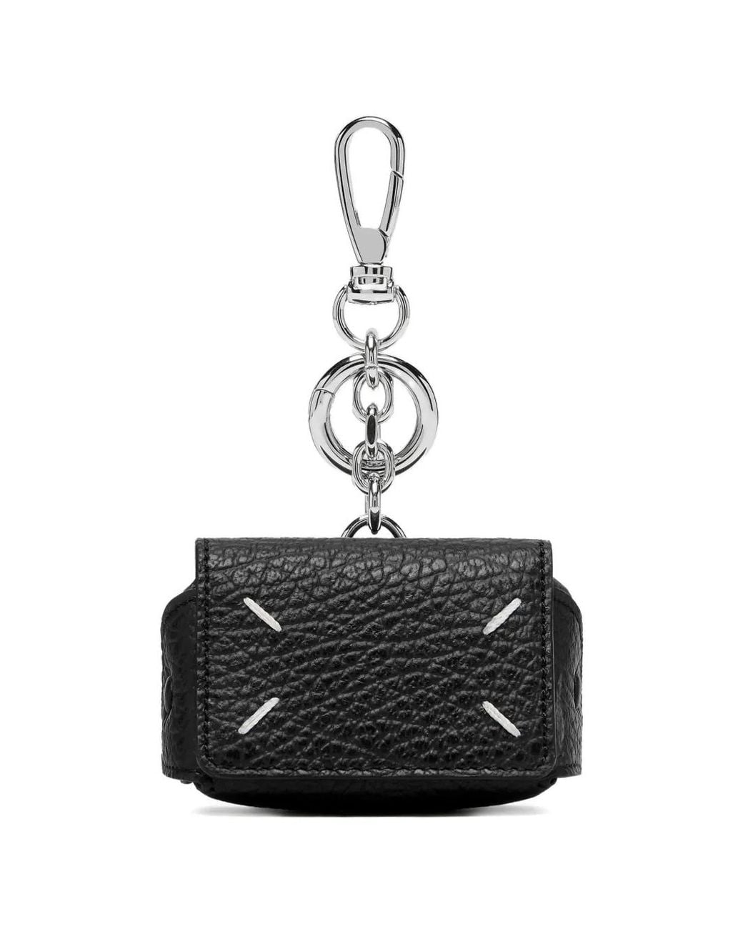 Maison Margiela Black Four-Stitch Leather Keyring