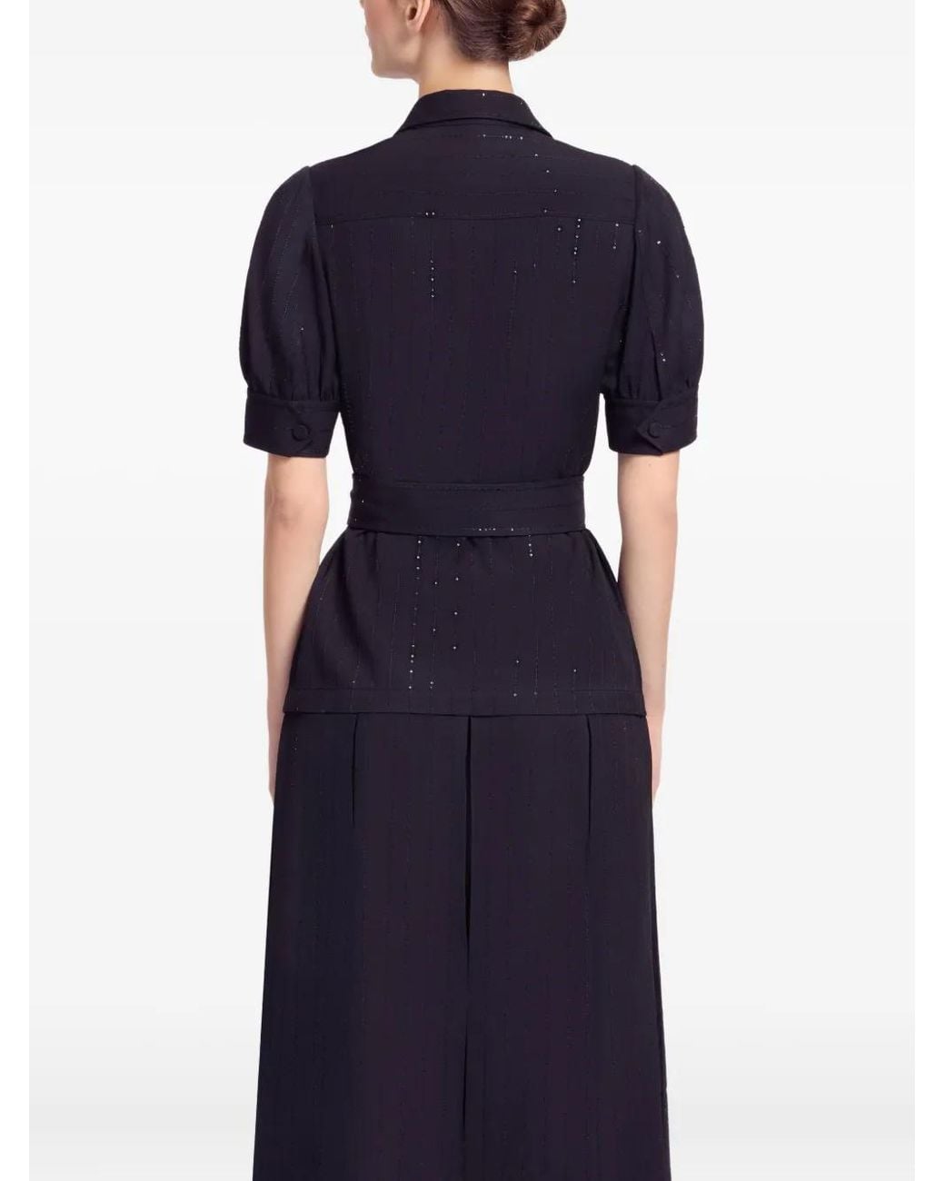 Elie Saab Blue Belted Crepe Shirt