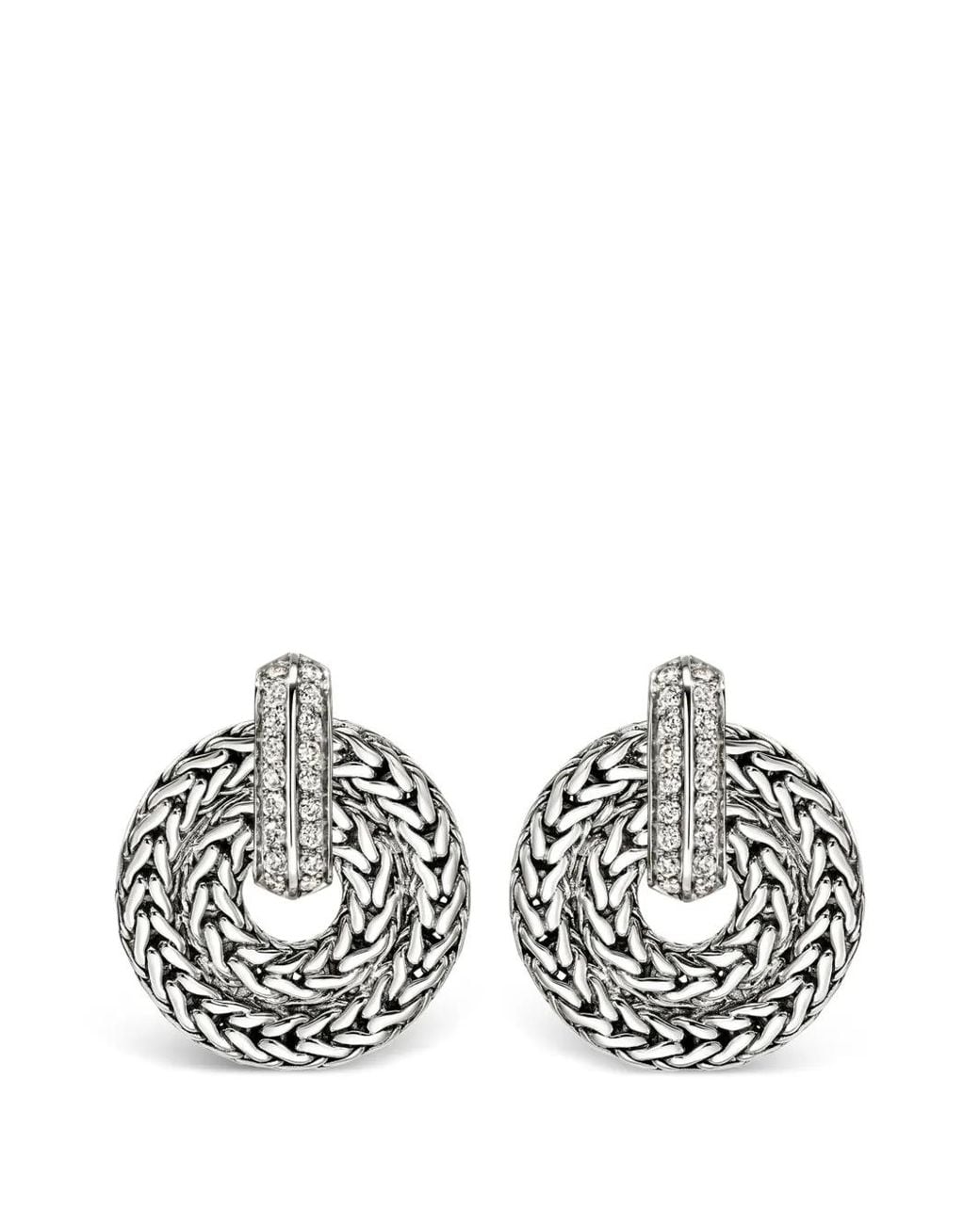 John Hardy White Icon Link Diamond Earrings