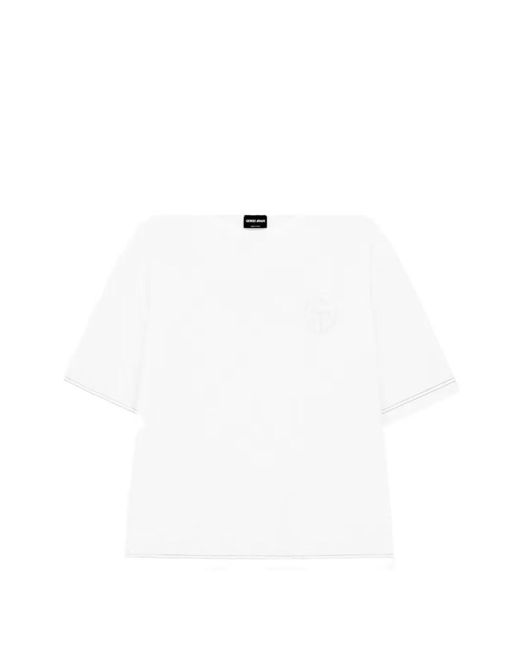 Giorgio Armani White Logo-Patch T-Shirt for men