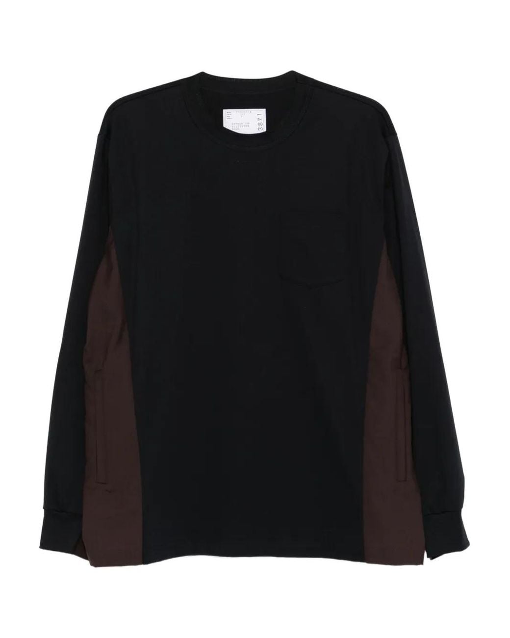 Sacai Black Panelled Pocket T-Shirt for men