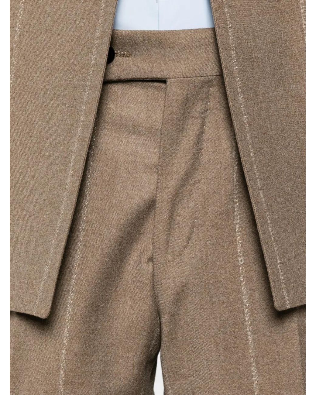 Gabriele Pasini Brown Double-Breasted Pinstriped Suit for men