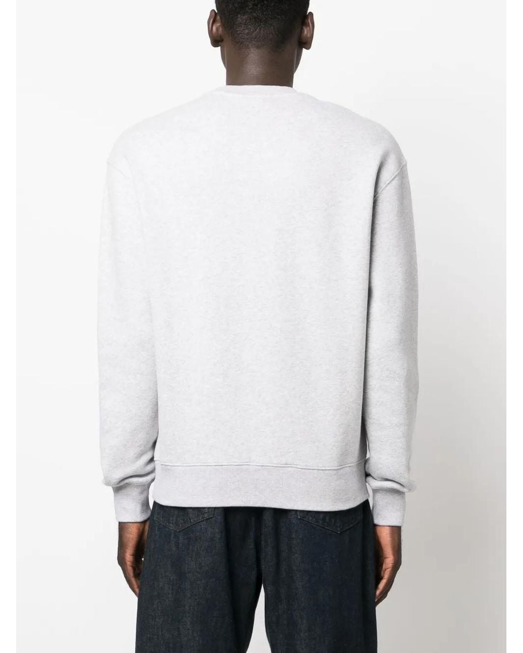 Maison Kitsuné White Logo Cotton Crewneck Sweatshirt for men