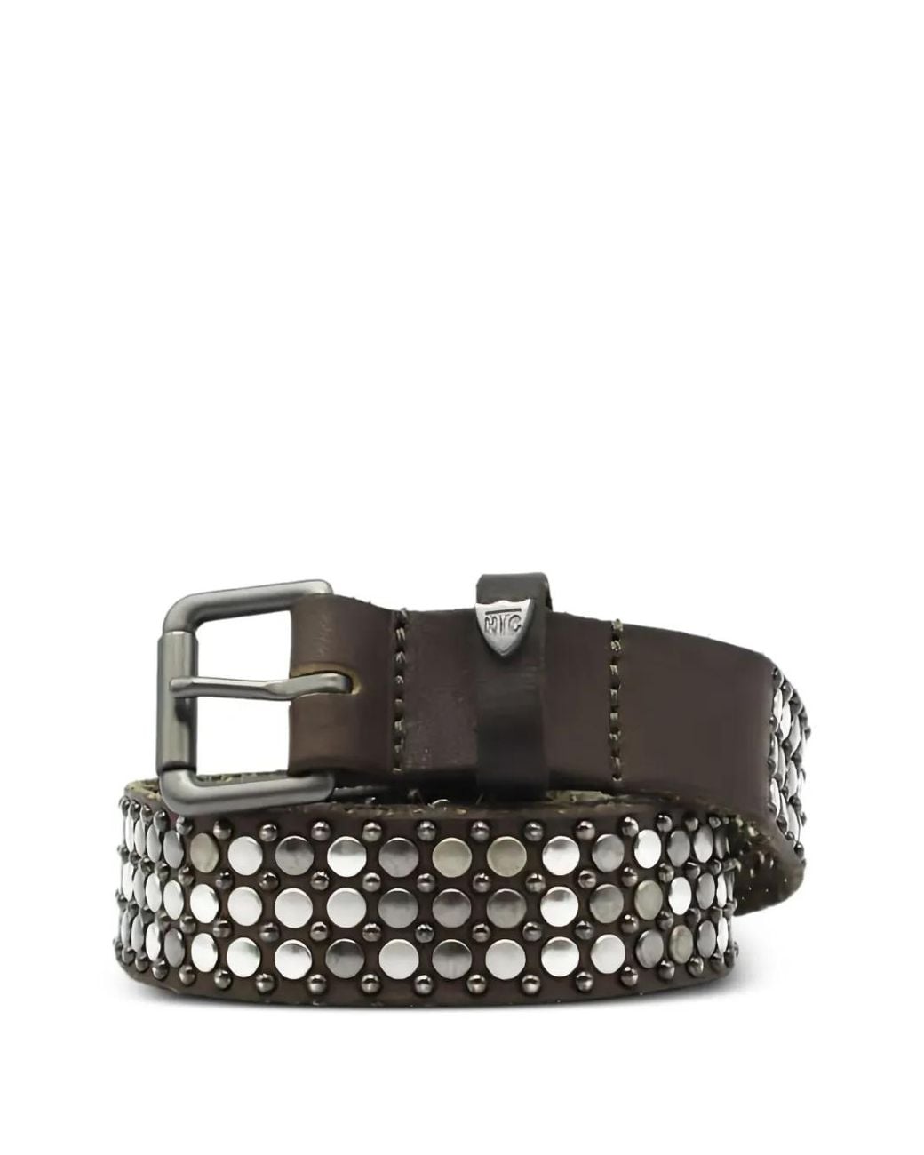 HTC Black Nest Slim Studded Leather Belt for men