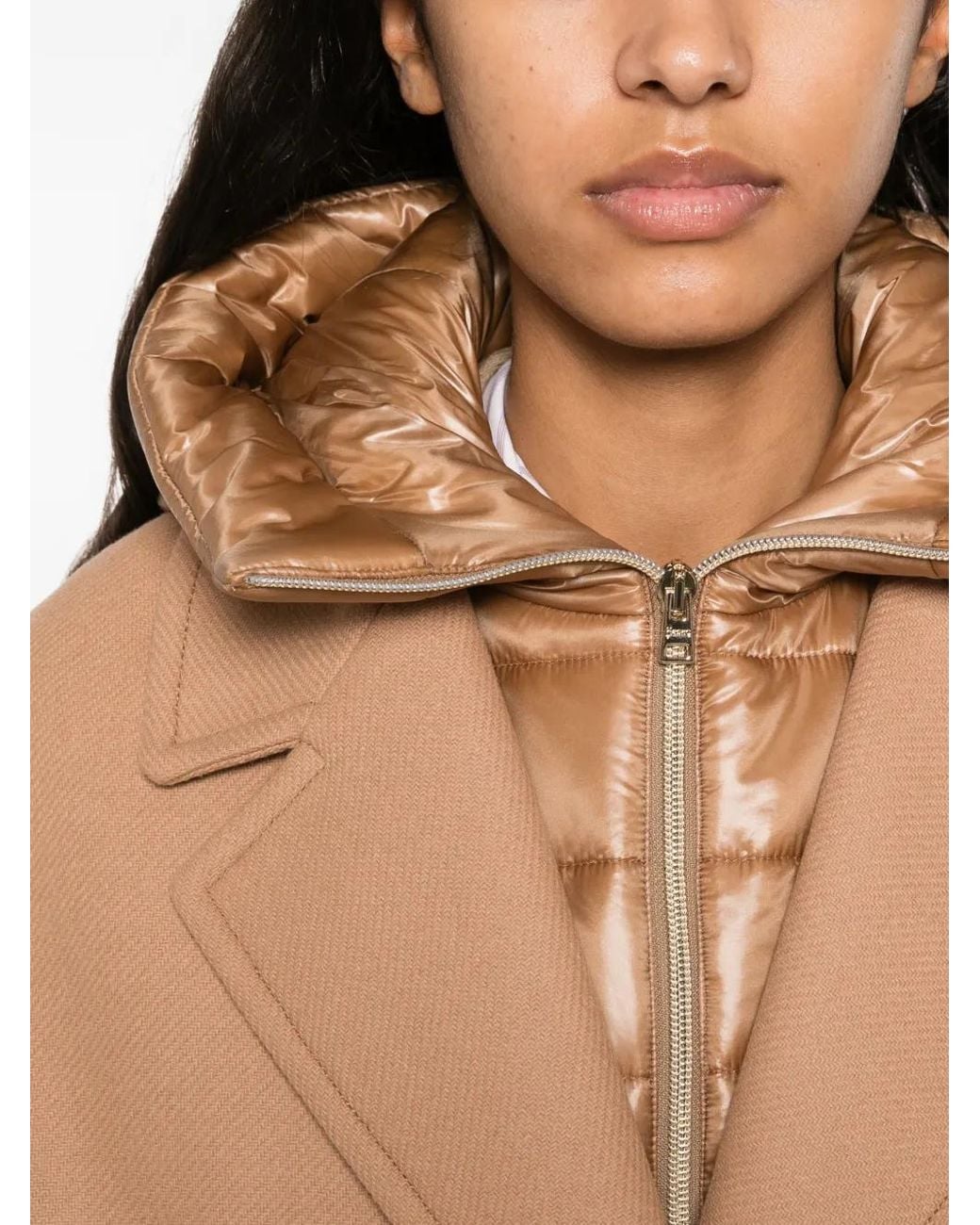 Herno Natural Padded-Insert Notch-Lapels Hooded Coat