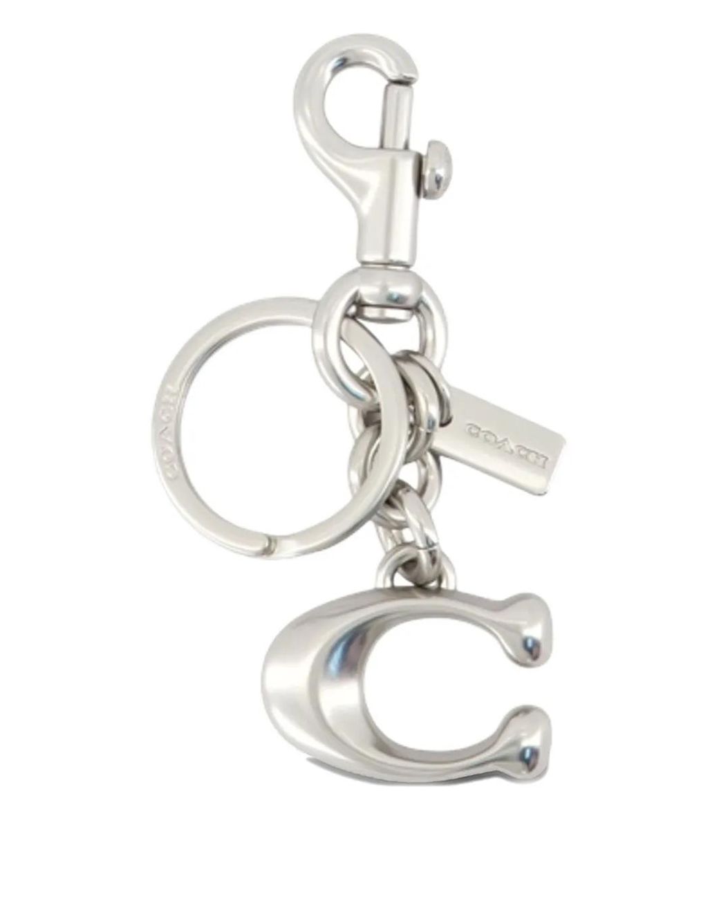 COACH White Keyfobs Logo-Plaque Keyring