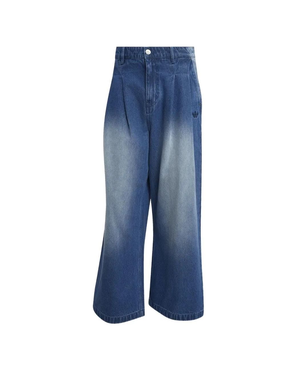 Adidas Blue Faded Wide-Leg Jeans for men