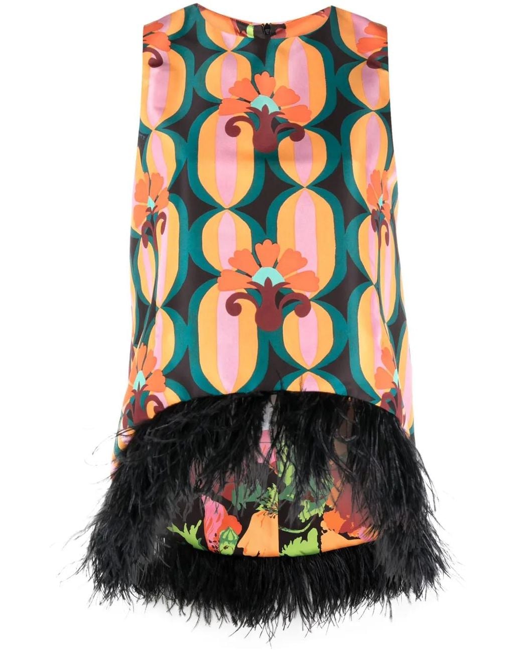 LaDoubleJ Black La Scala Feather-Trim Blouse
