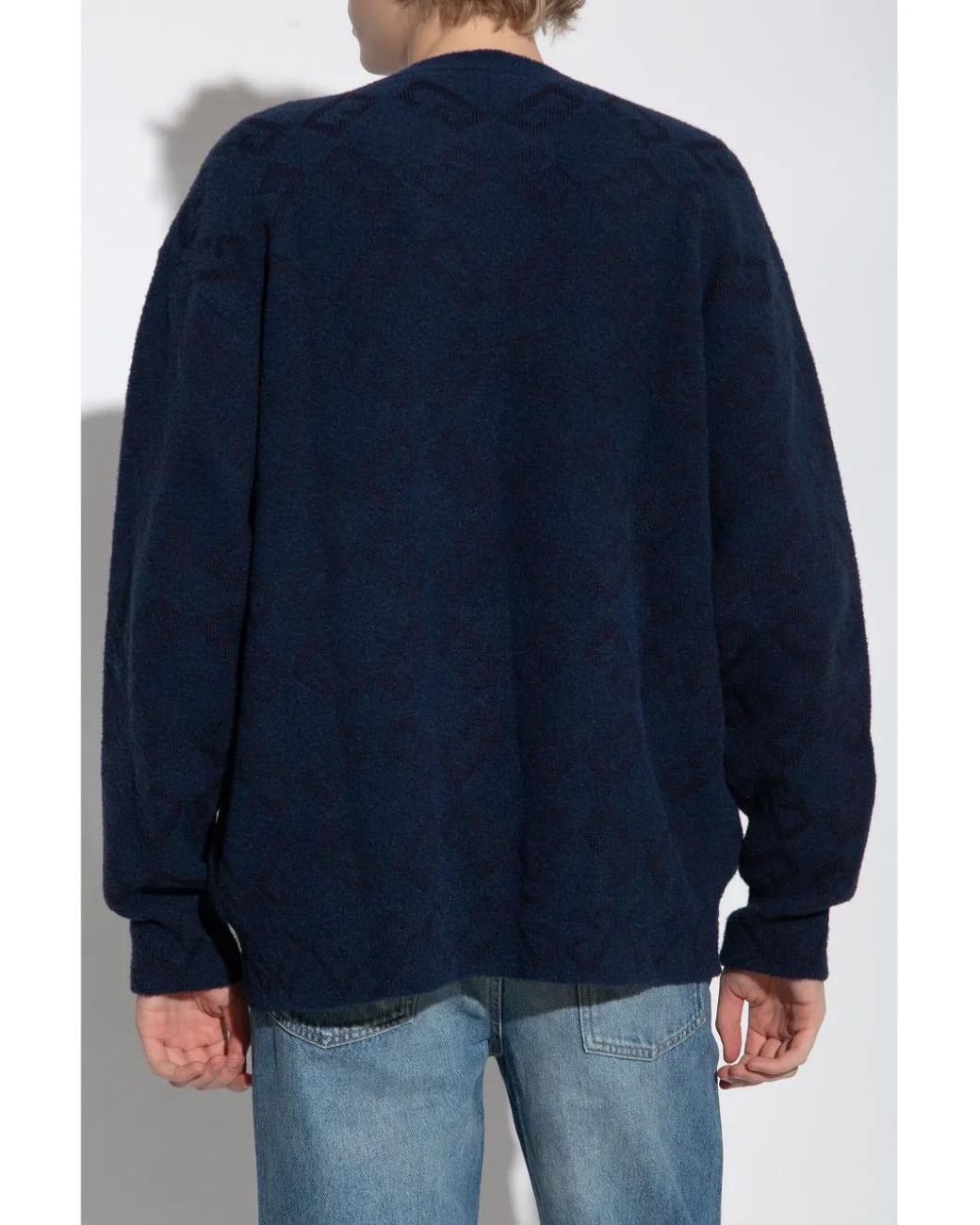 Givenchy Blue Monogram-Pattern Jumper for men