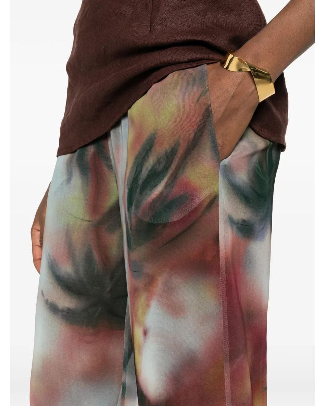 Patrizia Pepe Red Pantalon À Fleurs À Lien De Resserrage