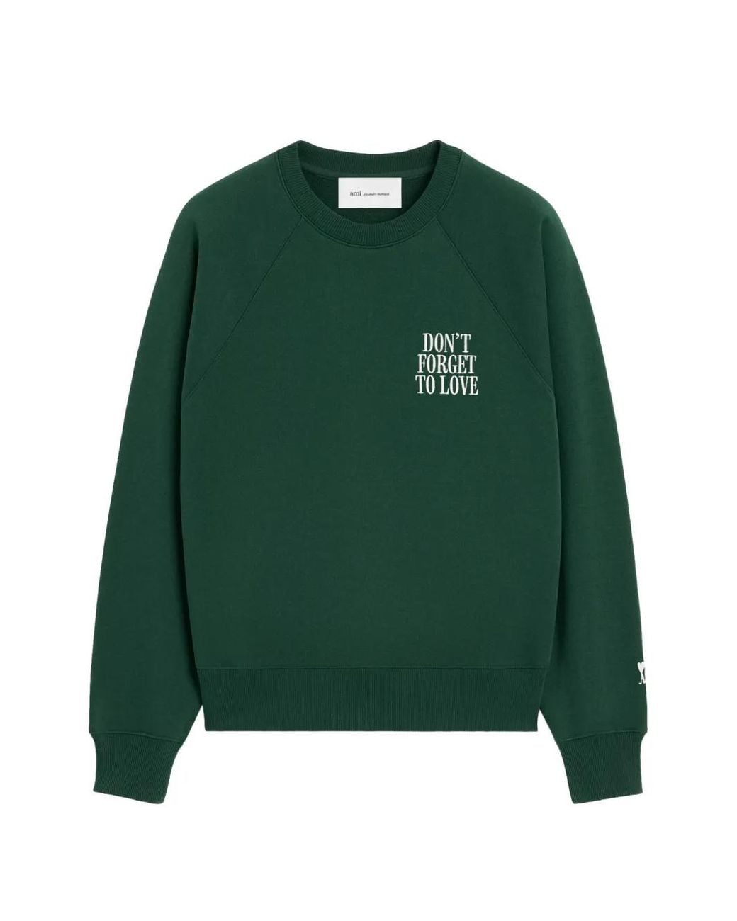 AMI Green Cotton "Don'T Forget To Love" Sweatshirt