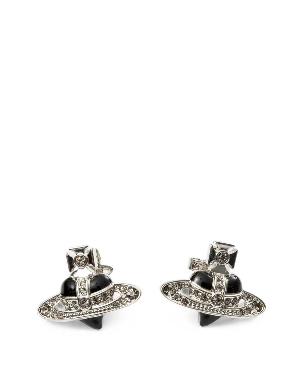 Vivienne Westwood White New Diamante Heart Orb Earrings