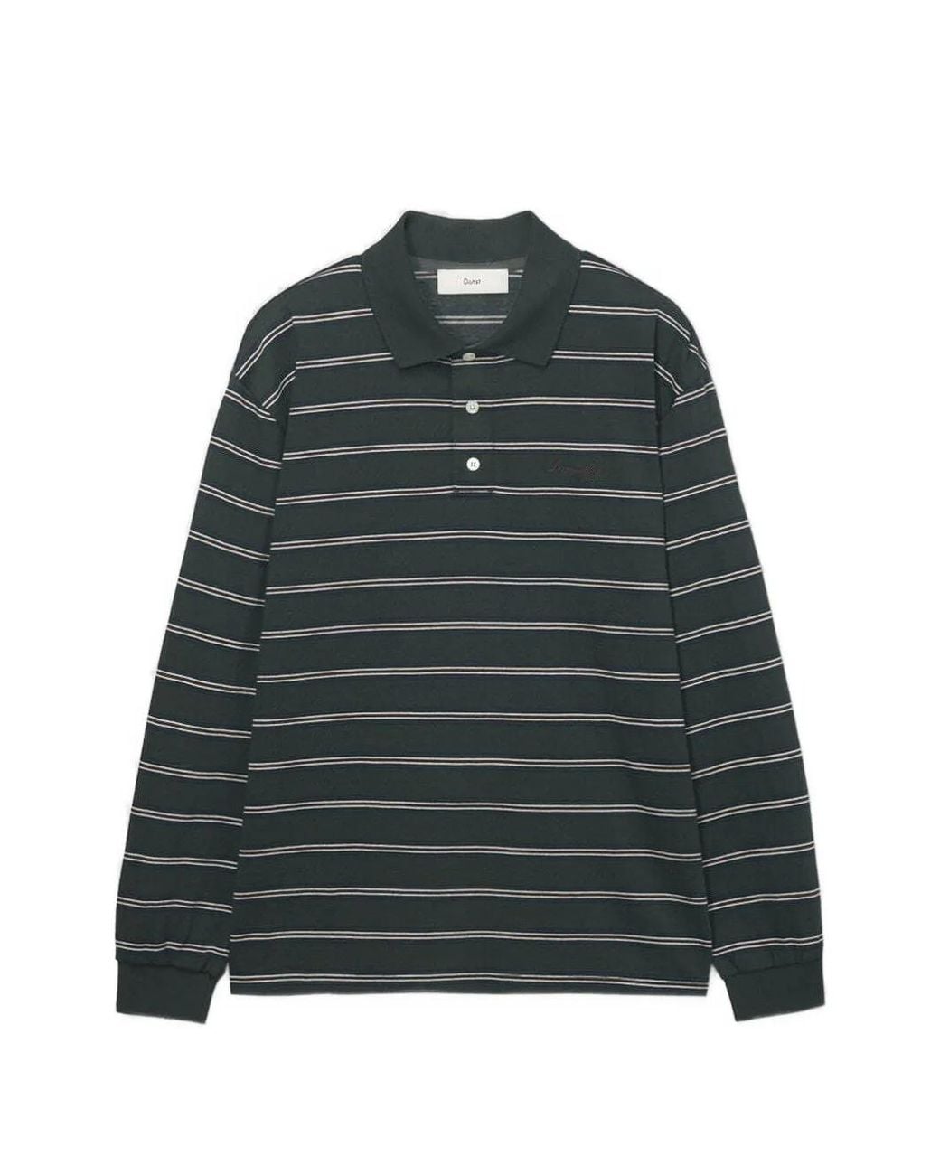 DUNST Green Striped Long-Sleeve Polo Shirt