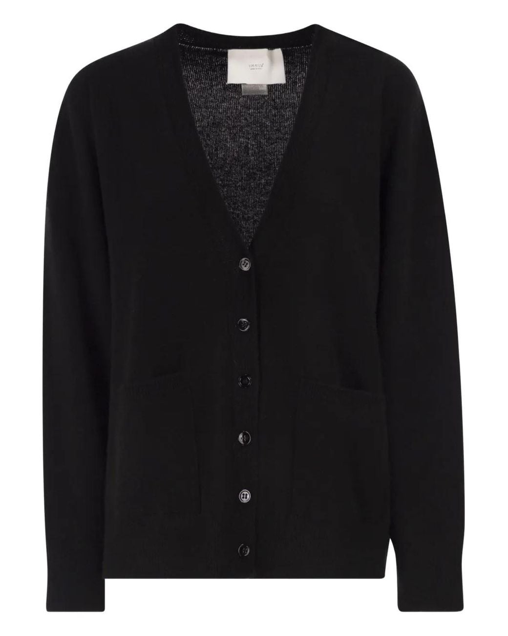 Vanisé Black V-Neck Button Cardigan