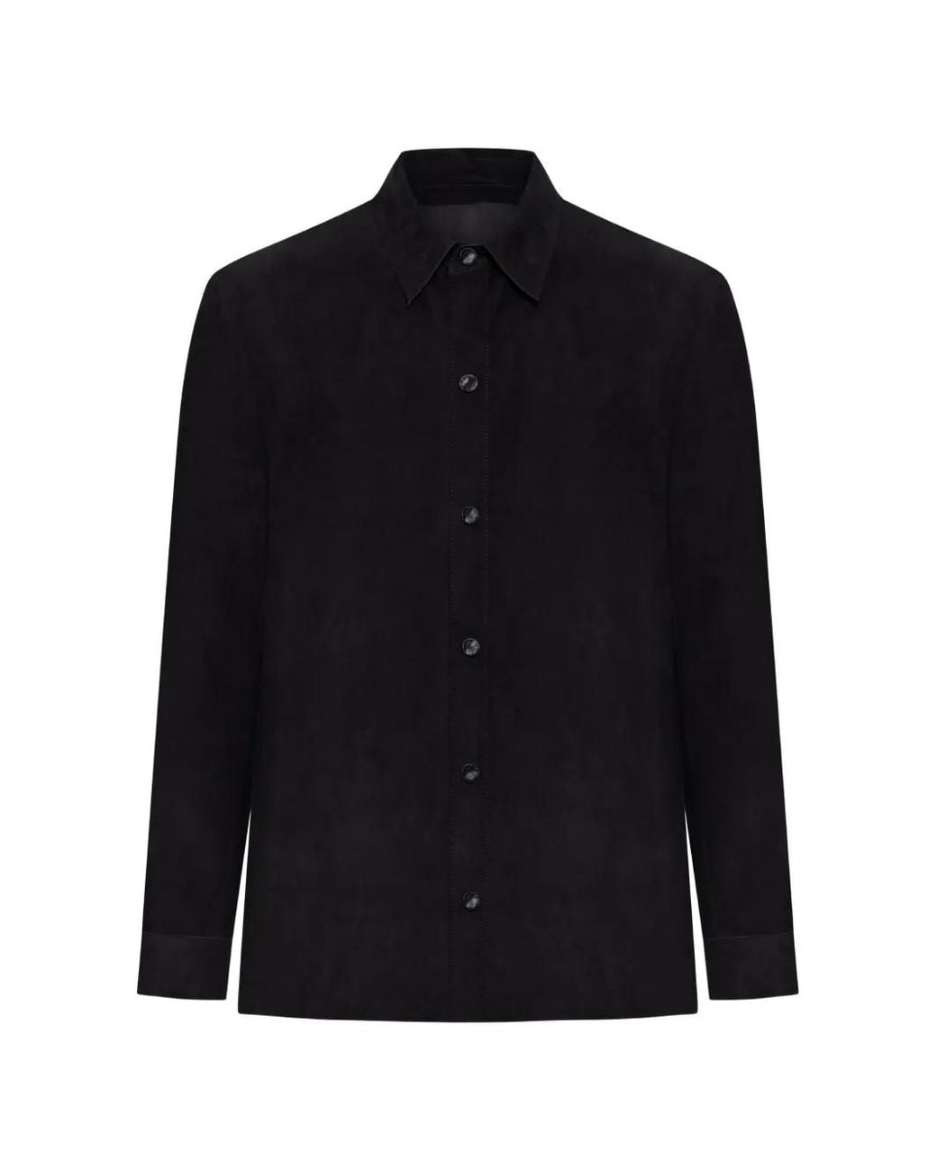Salvatore Santoro Black Leather Shirt Jacket for men
