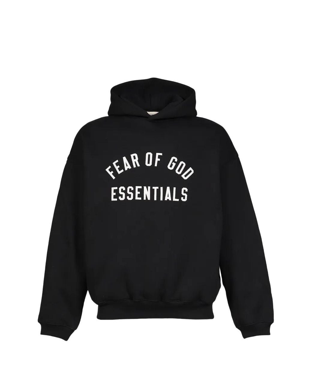 Essentials Black Logo-Print Hoodie for men