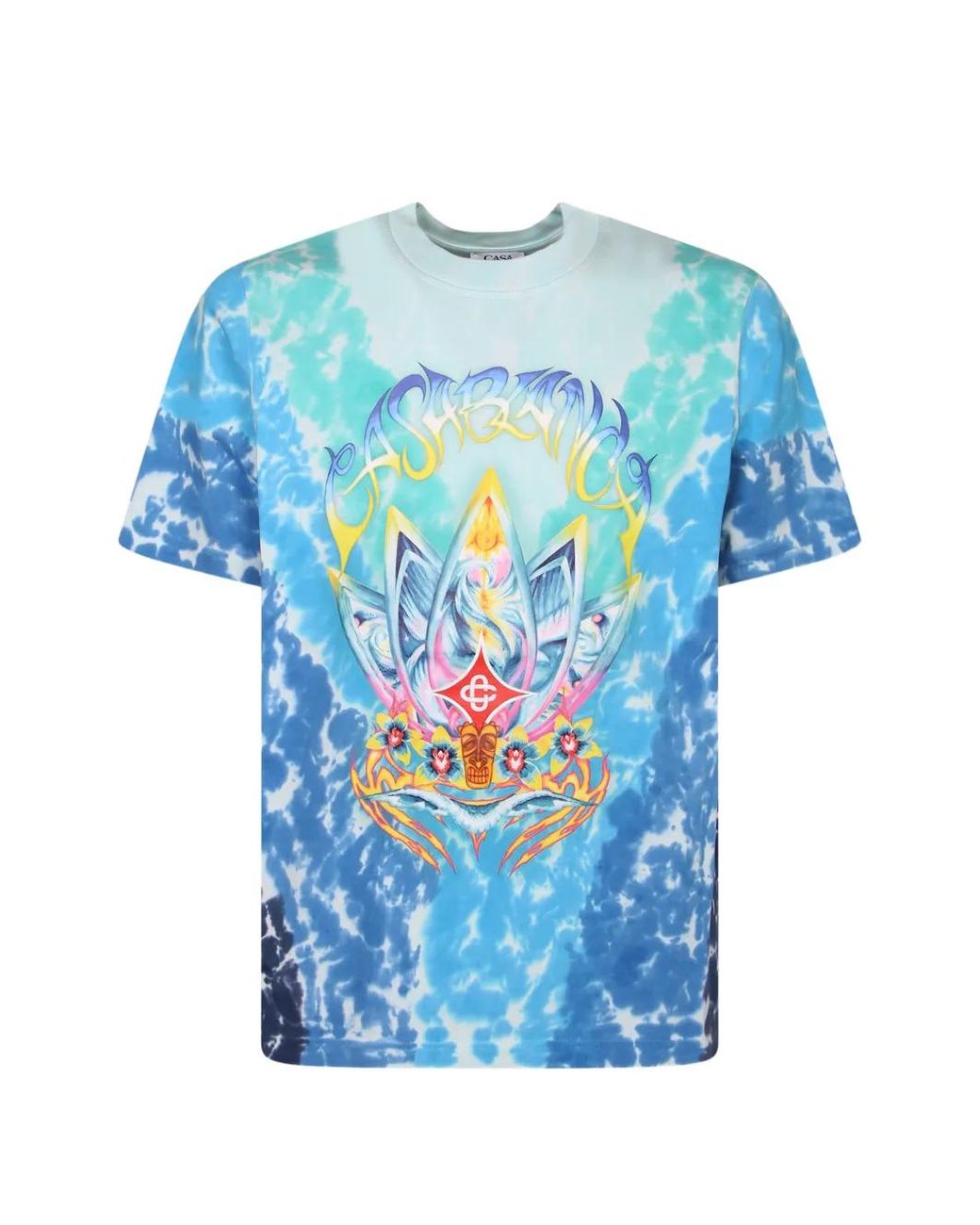 Casablanca Blue Surf Lotus Graphic-Print T-Shirt for men