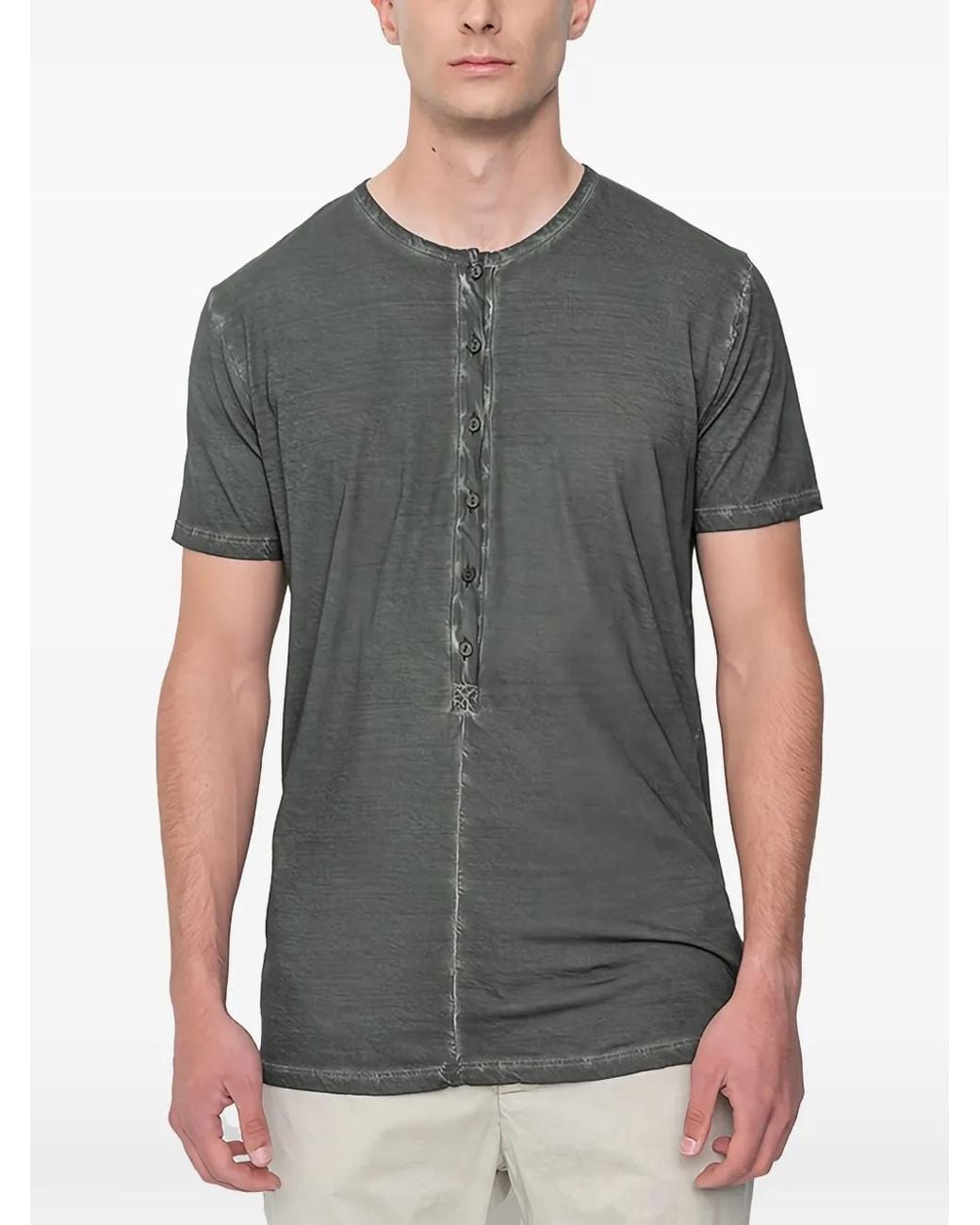 MD75 Gray Buttoned T-Shirt for men