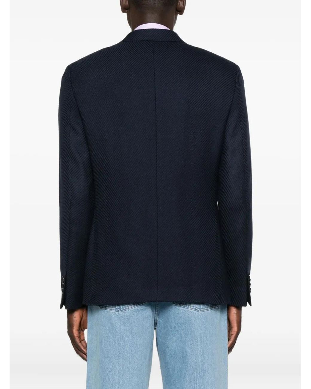 Etro Blue Notched Patterned Blazer for men