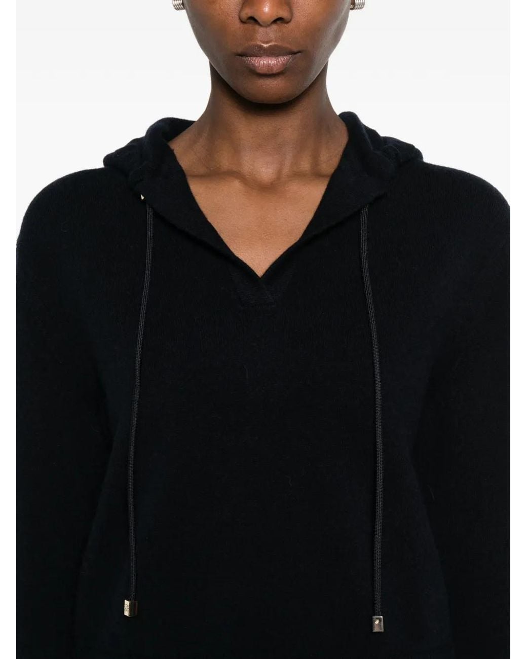 Dorothee Schumacher Black Modern Statements Hooded Drawstring Sweater