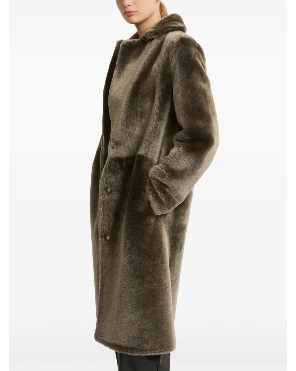 Yves Salomon Gray Shearling Coat