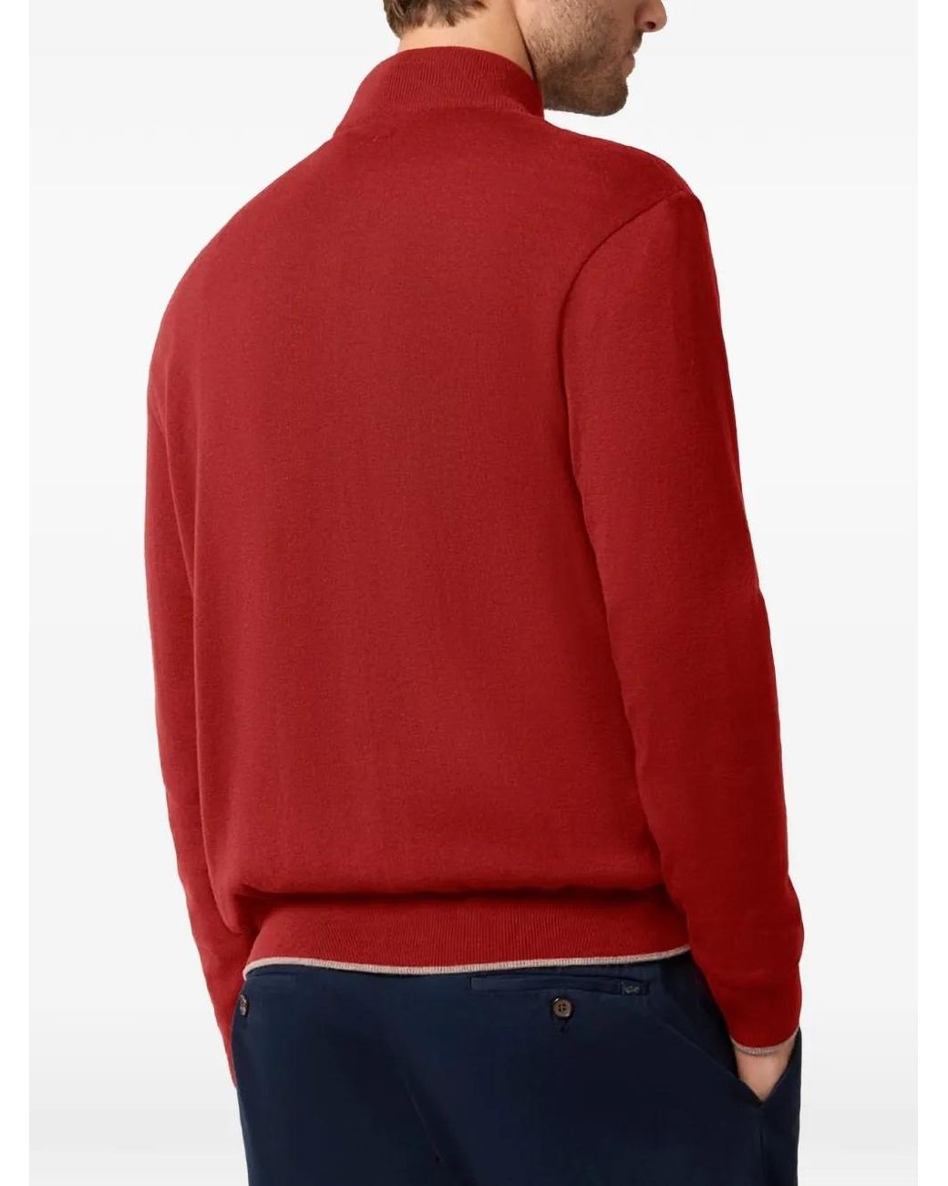 Paul & Shark Red Piuma Half-Zip Sweater for men