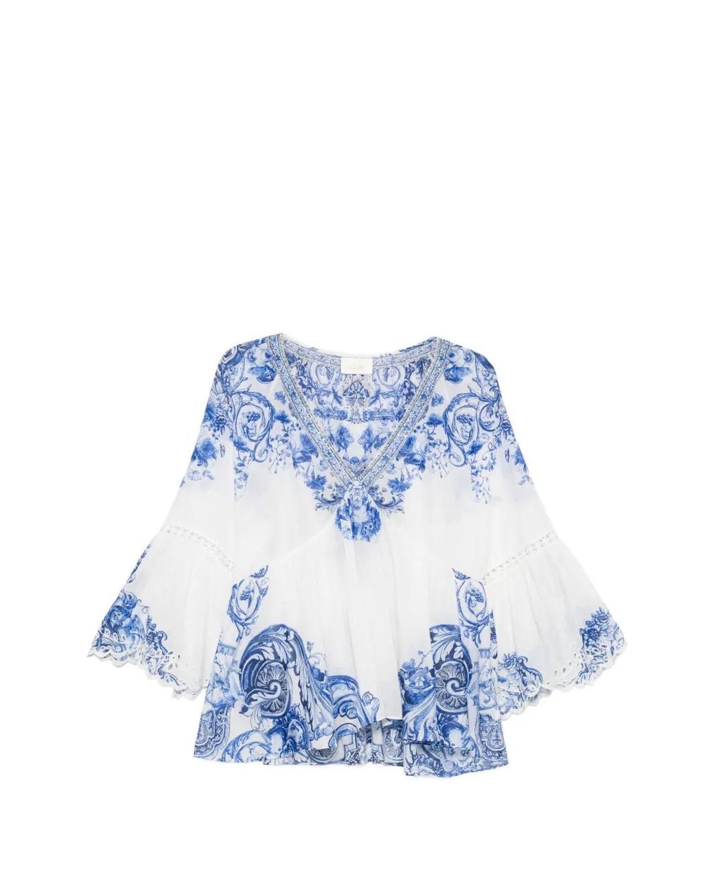 Camilla Blue Blouse À Fleurs Imprimées