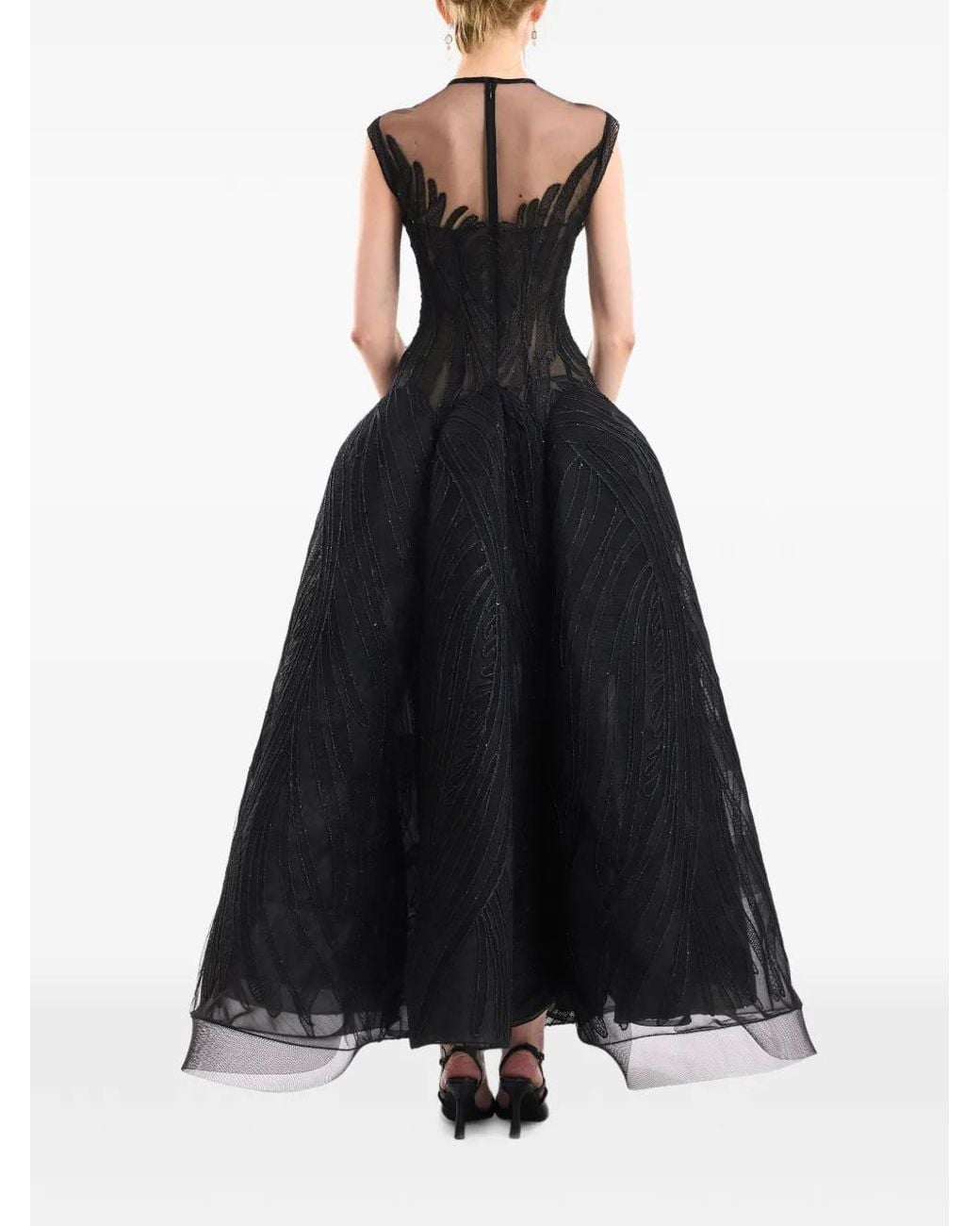Gemy Maalouf Black Corseted Sculptural Dress