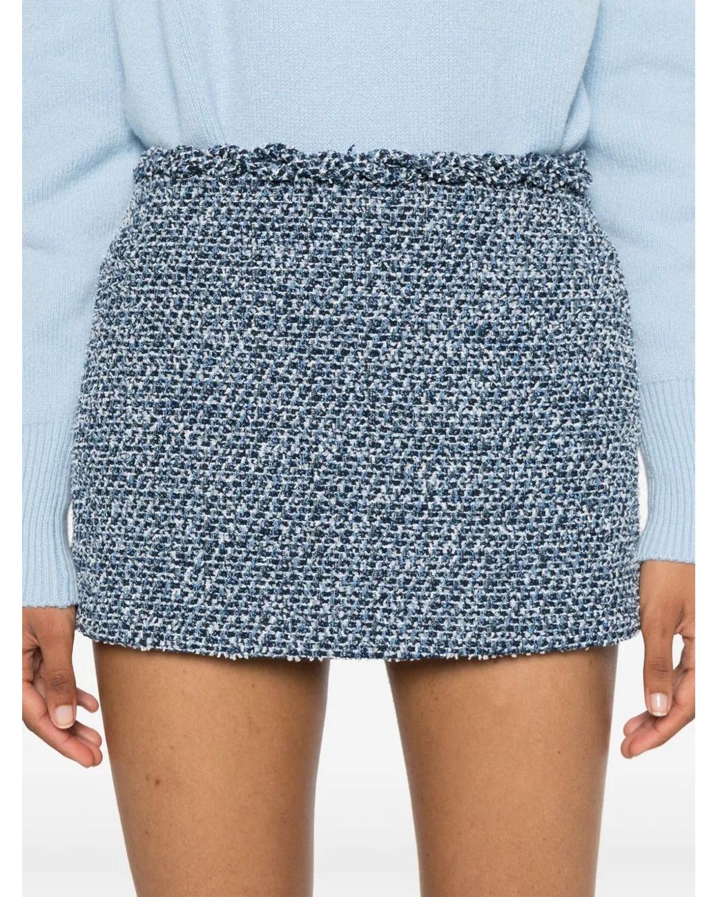 Valentino Garavani Blue Tweed Denim Skirt