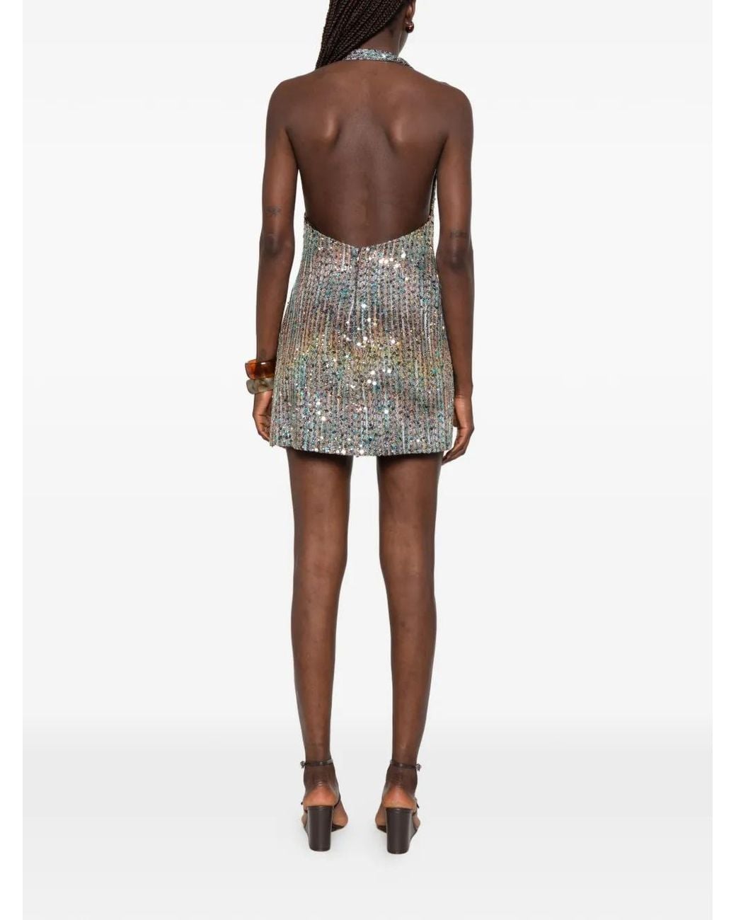 Missoni White Sequin-Embellished Halterneck Mini Dress