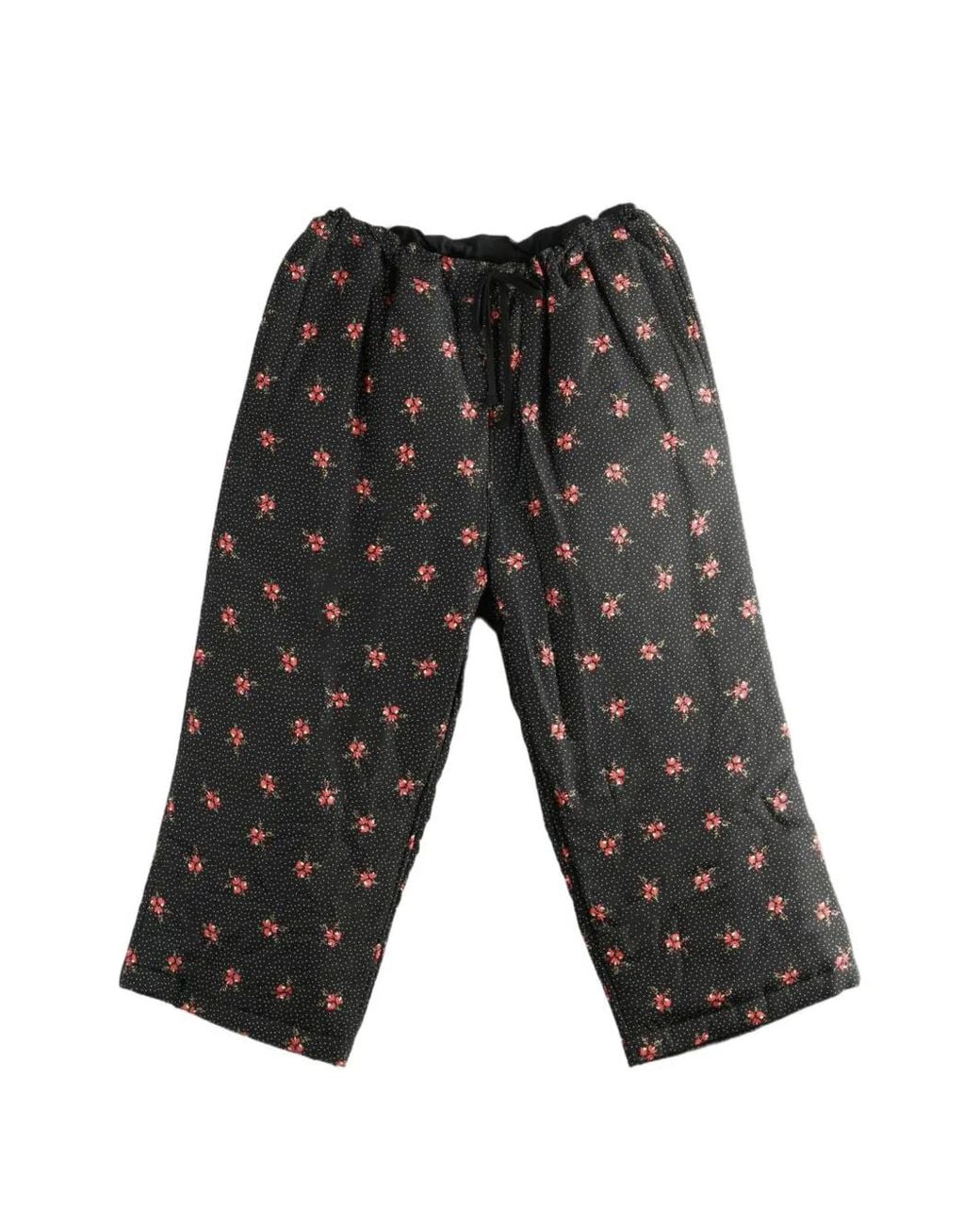 Comme des Garçons Gray Floral-Print Drawstring Trousers