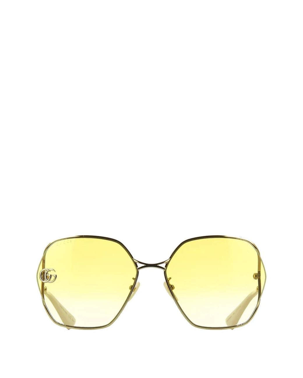 Gucci Yellow Double G Geometric-Frame Sunglasses