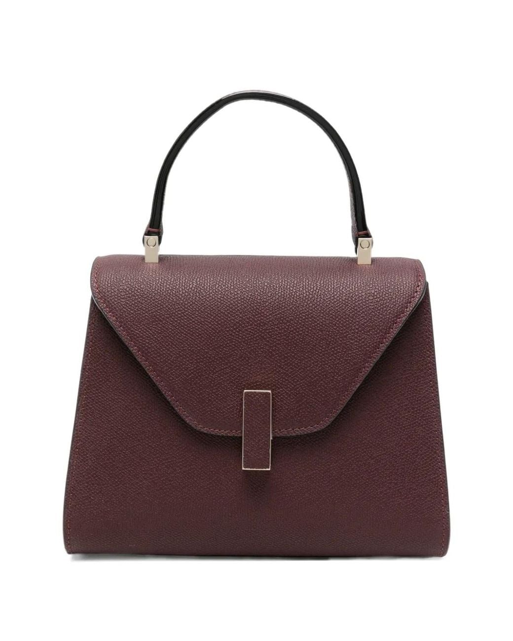 Valextra Purple Mini Iside Leather Tote Bag