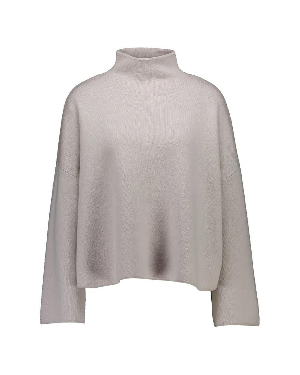 Allude Gray Mock-Neck Dropped-Shoulder Sweater