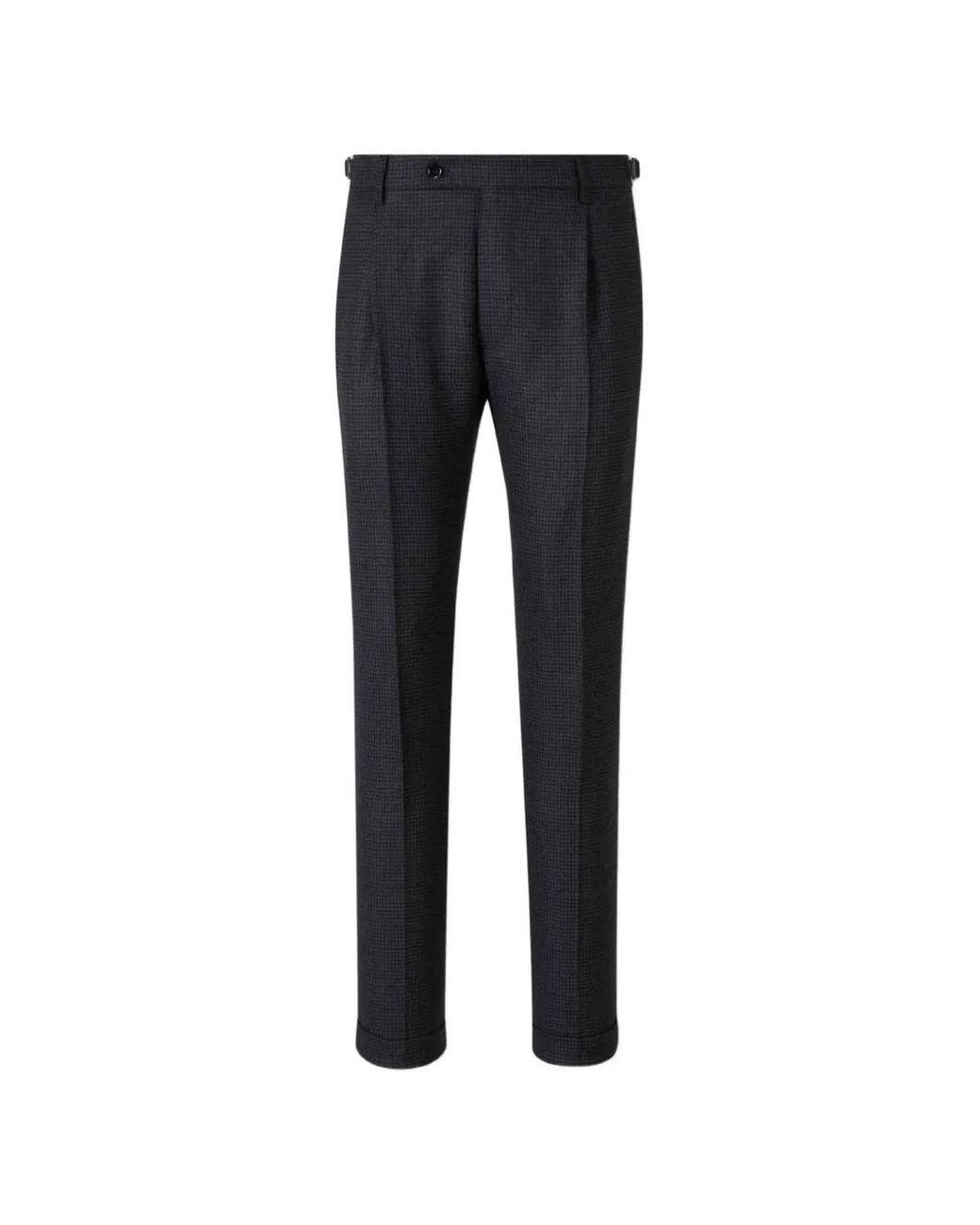 Berwich Blue Retrolong Houndstooth-Pattern Pleated Trousers for men