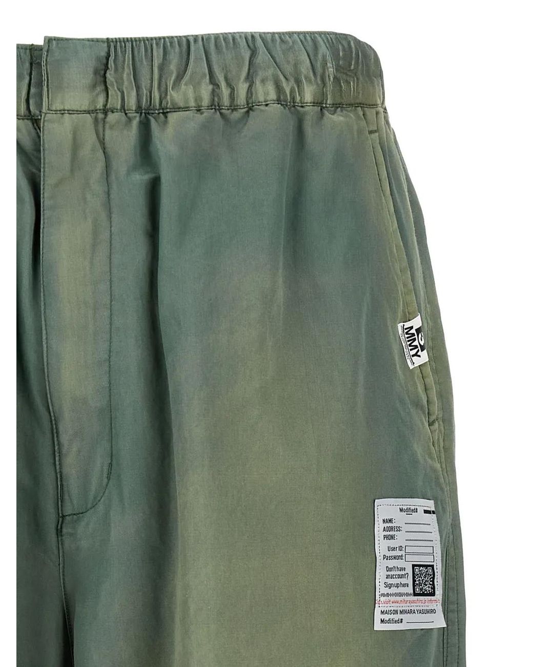 Maison Mihara Yasuhiro Aged Satijnen Bermuda Shorts in het Green voor heren