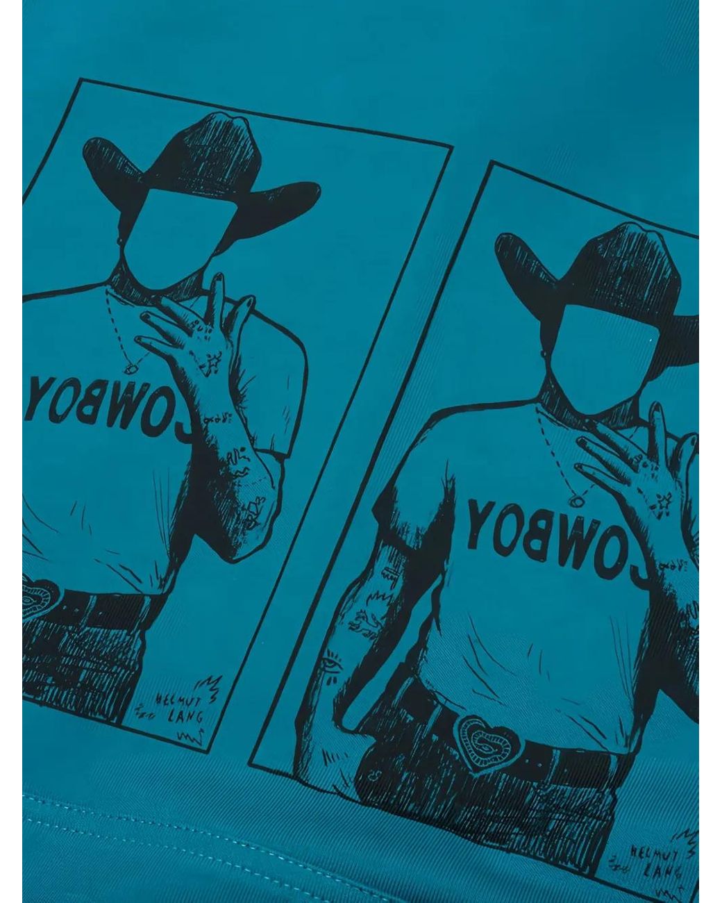 Helmut Lang Blue Cowboy-Print Hoodie for men