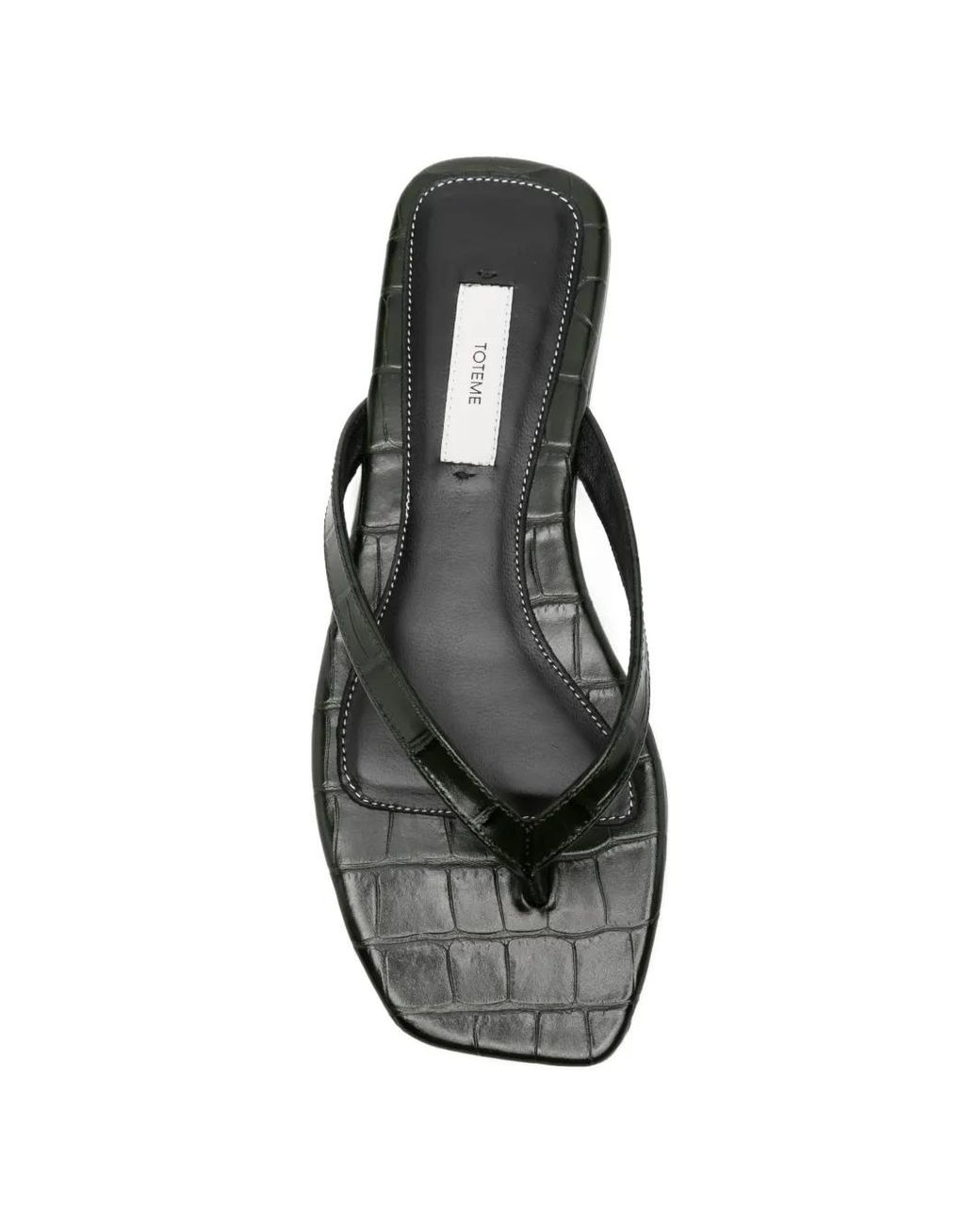 Totême Black Croco-Embossed Flip Flops Dark