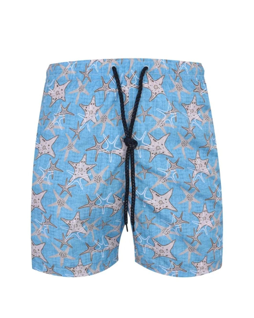 Drumohr Blue Drawstring Slub-Texture Shorts for men