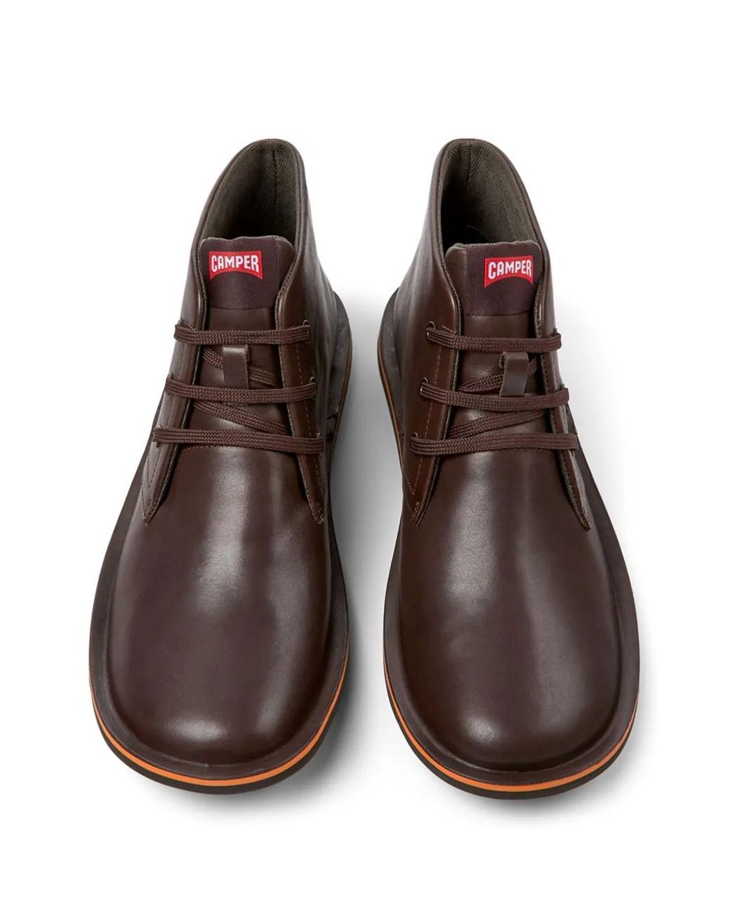 Camper Brown Beetle Lace-Up Leather Boots for men