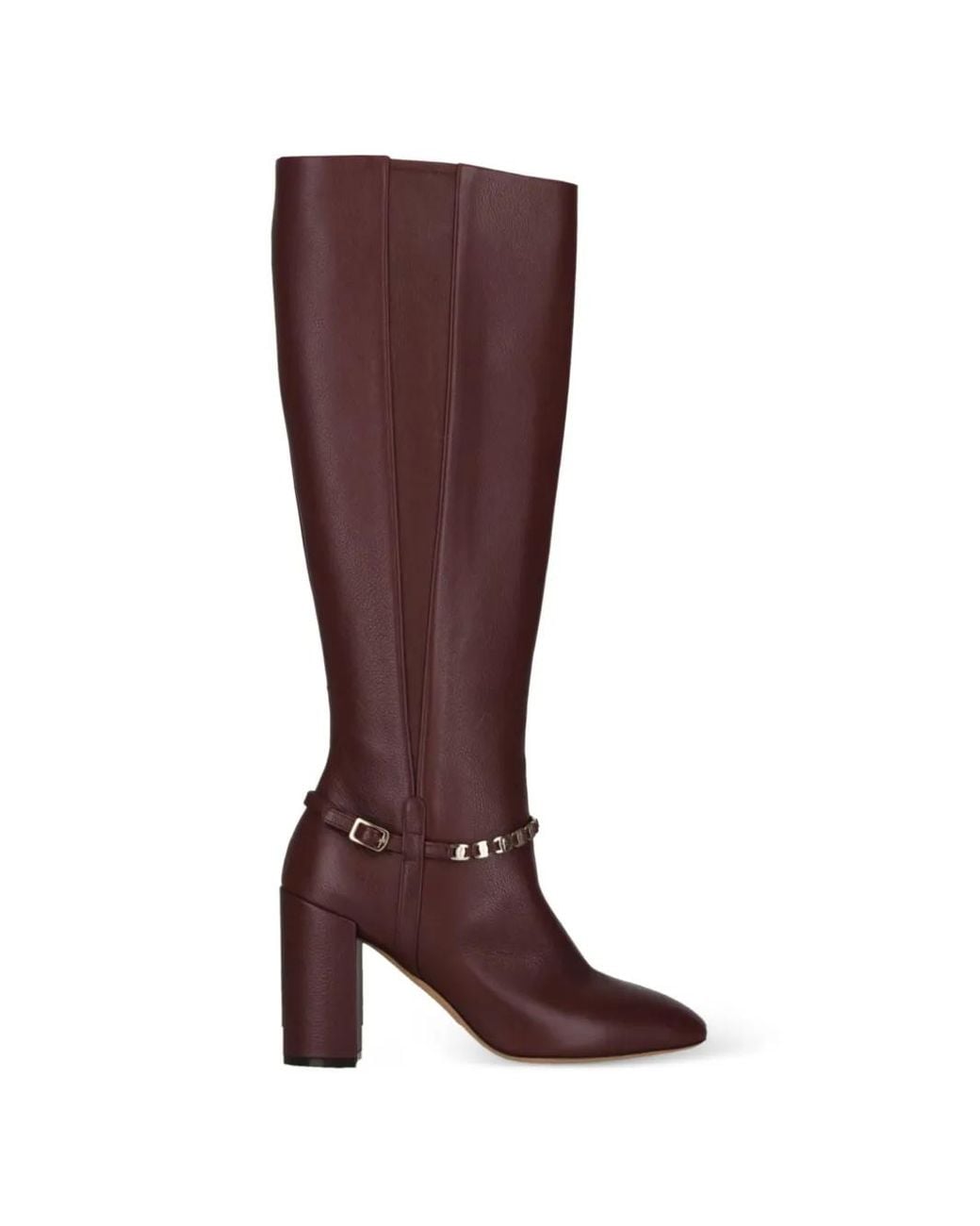 Ferragamo Brown Gancini Chain-Link Knee-High Boots