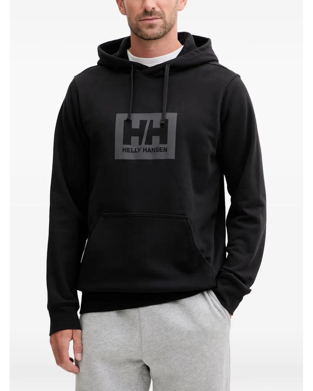 Helly Hansen Black Hh Box Logo-Print Drawstring Hoodie for men