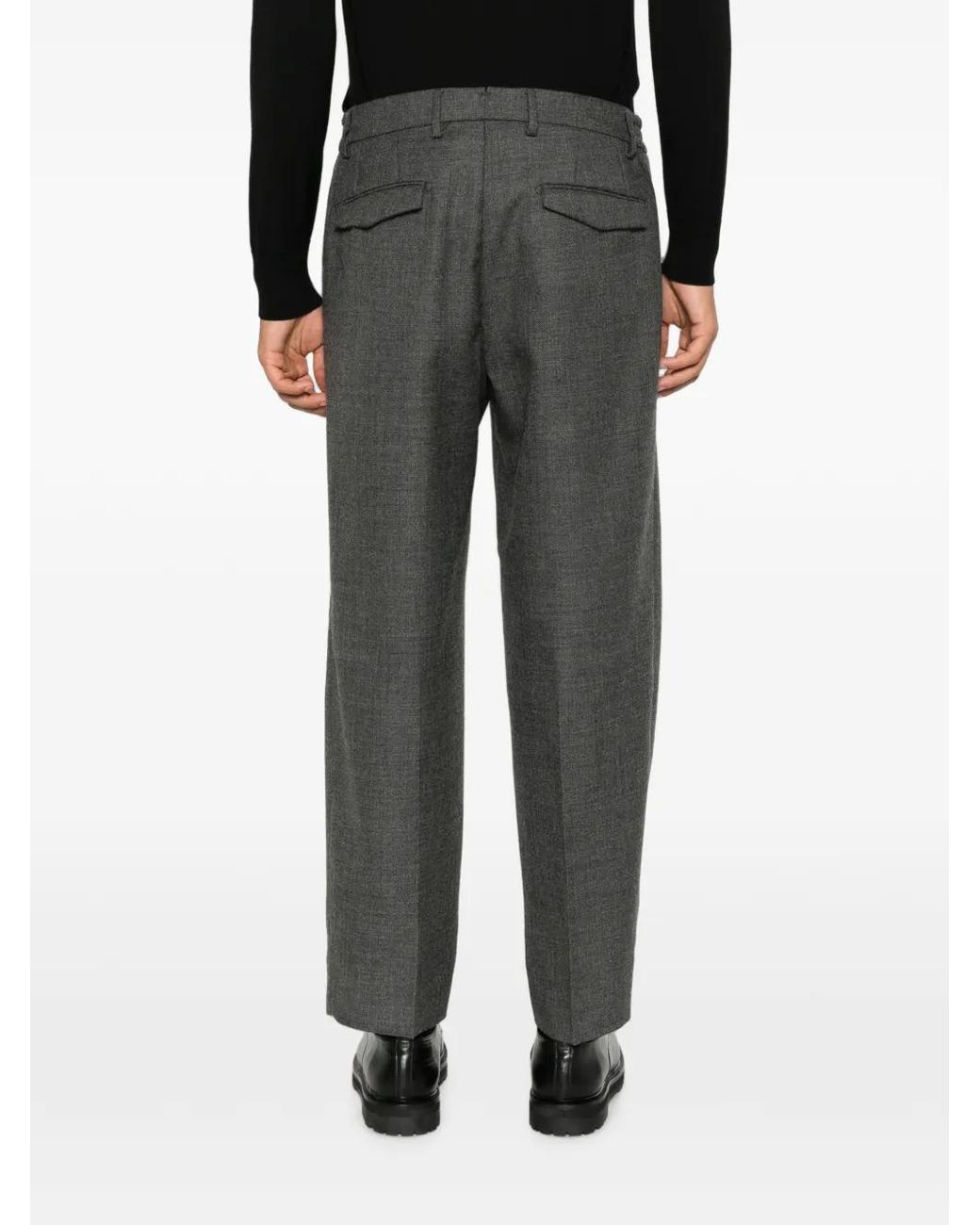 Briglia 1949 Gray Pleated Straight-Leg Trousers for men