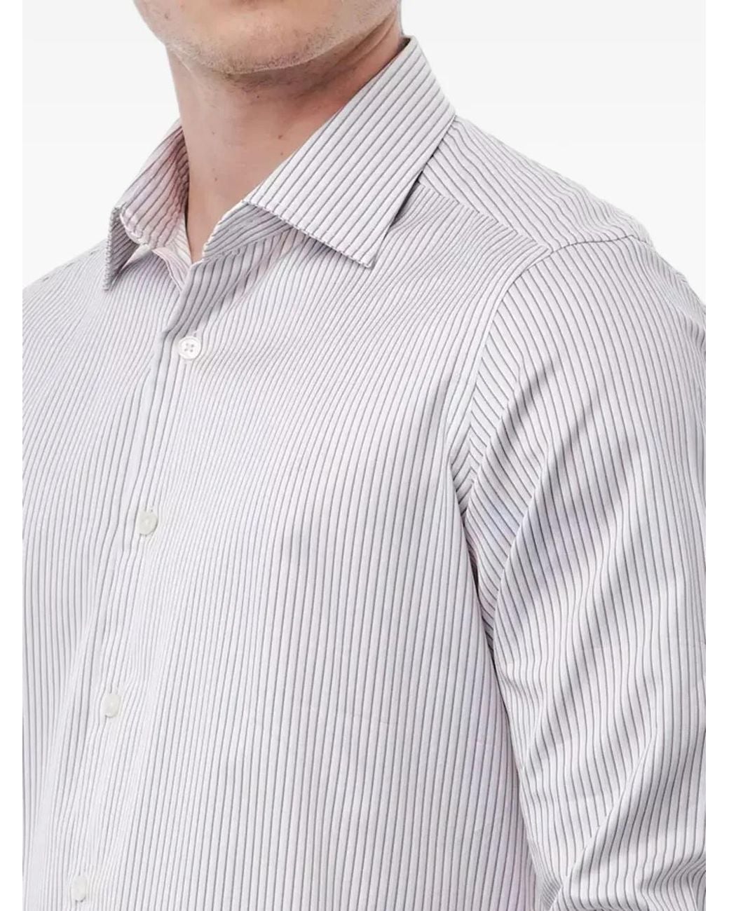 Bagutta White Striped-Pattern Slim-Fit Shirt for men