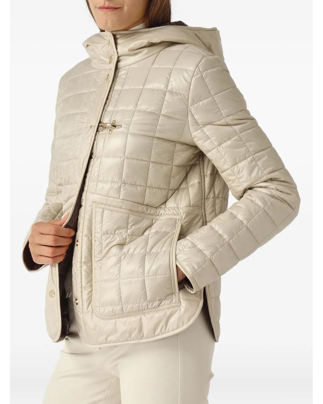 Fay Natural Veste Matelassée À Capuche