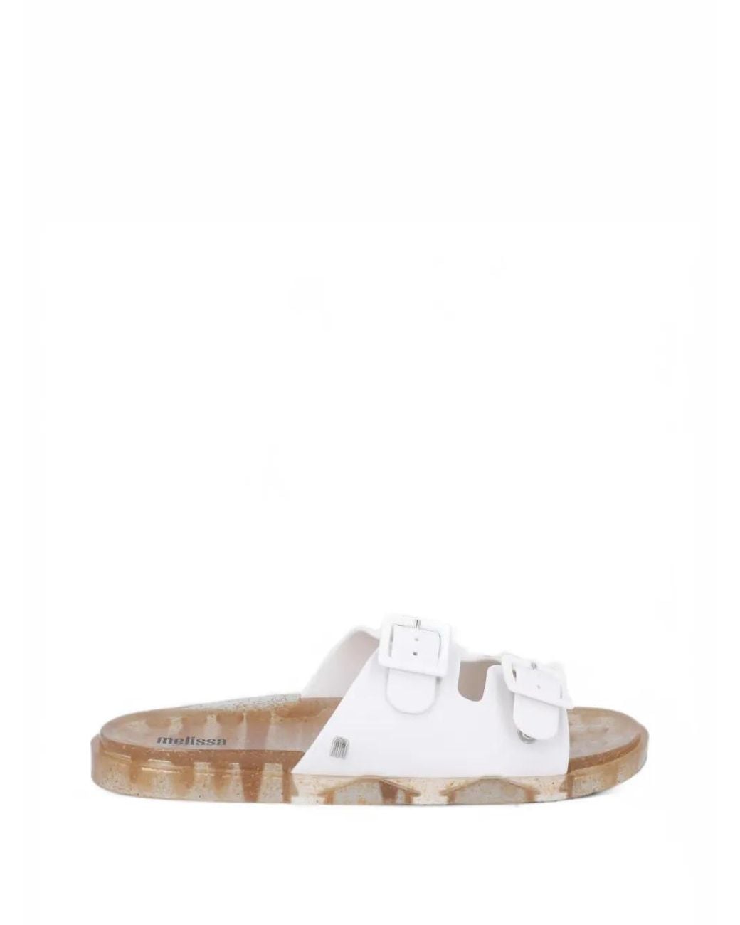 Melissa White Wide Buckle-Fastening Slides
